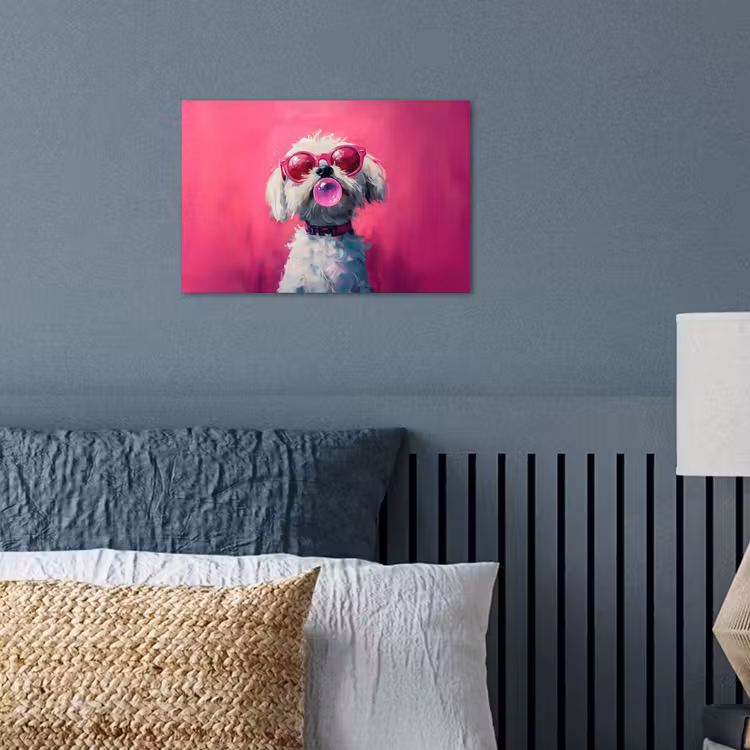 Pink - Hond - Bubbel poster papier klein -sfeer2