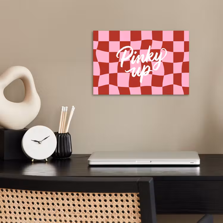 Pinky up - Geblokt - Bordeauxrood poster papier klein -sfeer1