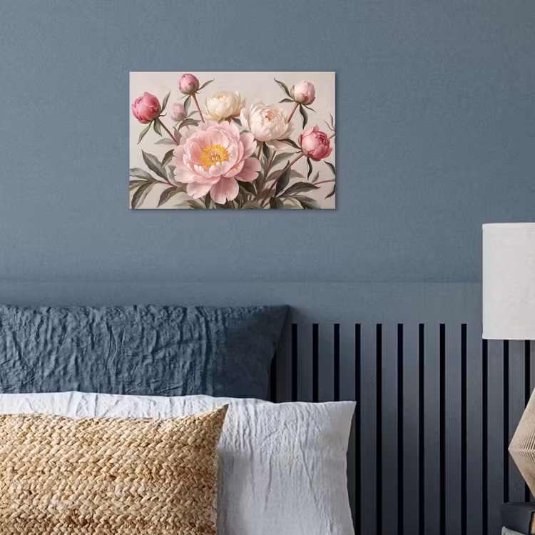 Pioenrozen - Boeket - Roze poster papier klein -sfeer2