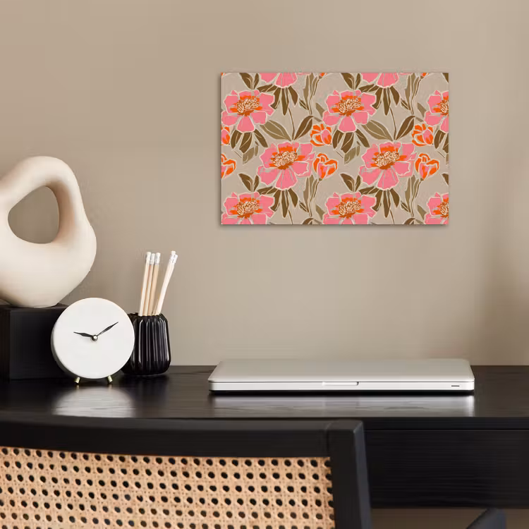 Pioenrozen - Patroon - Roze poster papier klein 62 -sfeer1