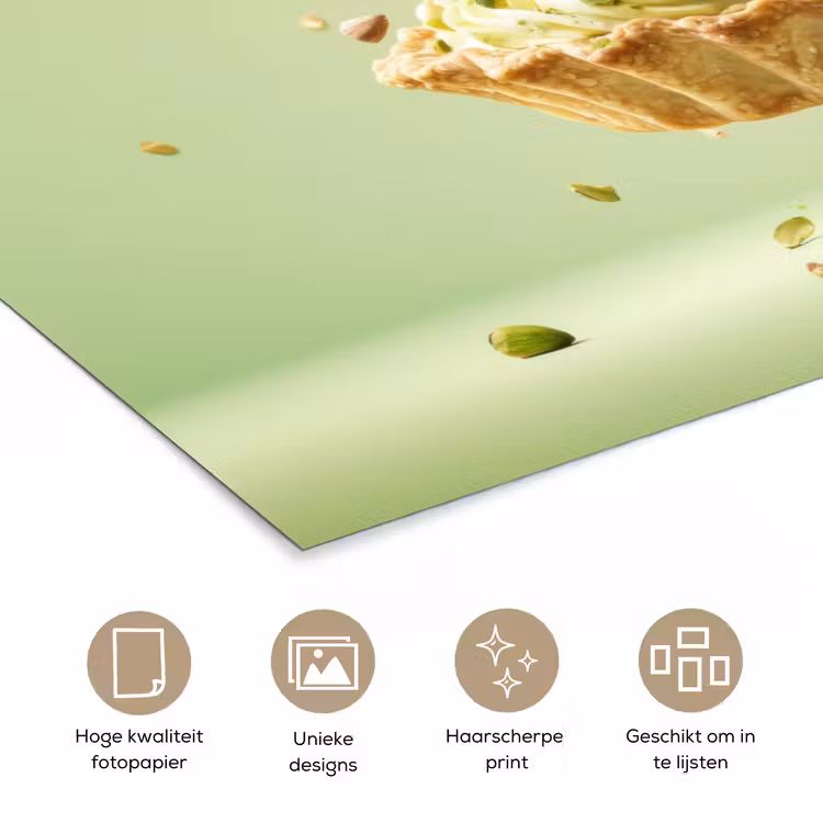 Pistache - Taart - Noten - Eten poster papier klein -closeup_NL