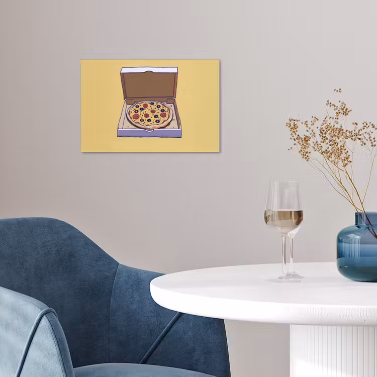 Pizza - Doos - Salami - Illustratie poster papier klein -sfeer3