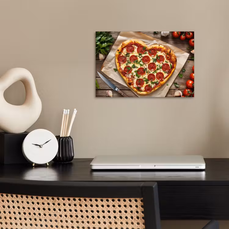 Pizza - Hart - Pepperoni - Tomaat poster papier klein -sfeer1