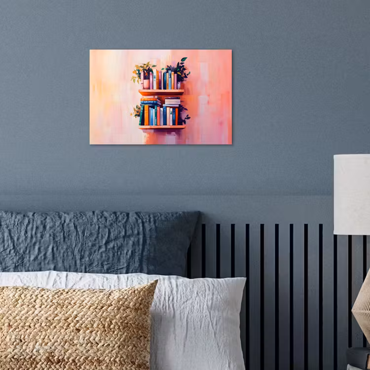 Planken - Boeken - Bladeren poster papier klein -sfeer2