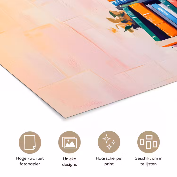 Planken - Boeken - Bladeren poster papier klein -closeup_NL