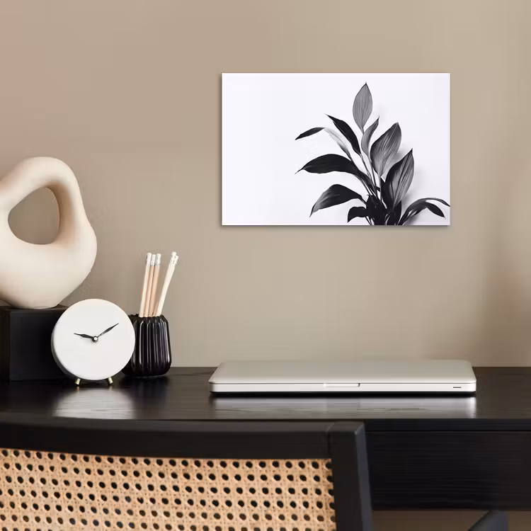 Plant - Bladeren - Minimalistisch - Zwart poster papier klein -sfeer1
