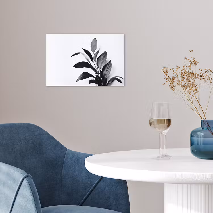 Plant - Bladeren - Minimalistisch - Zwart poster papier klein -sfeer3