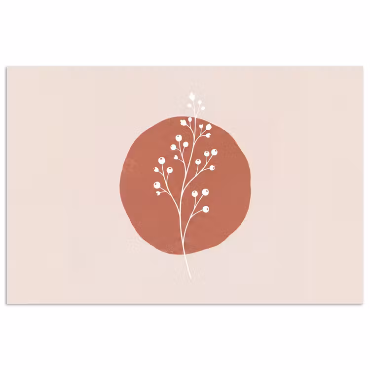 Plant - Tak - Abstract - Modern - Wit poster papier klein -3d