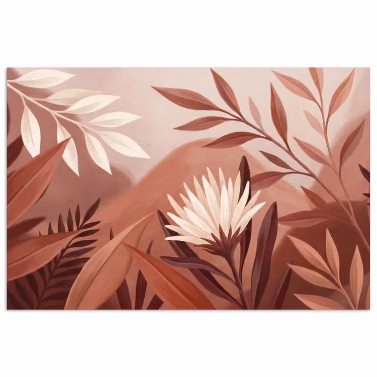 Planten - Bladeren - Botanisch - Modern - Bruin poster papier klein -3d