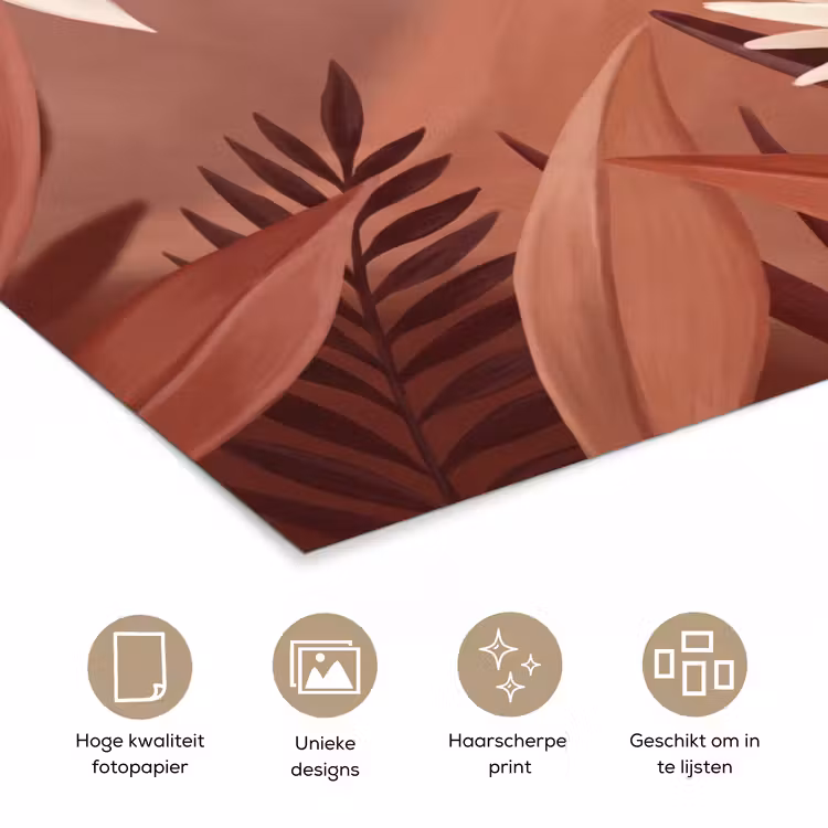 Planten - Bladeren - Botanisch - Modern - Bruin poster papier klein -closeup_NL