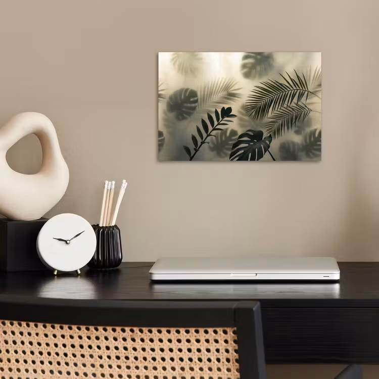 Planten - Bladeren - Schaduwen - Groen - Modern poster papier klein -sfeer1