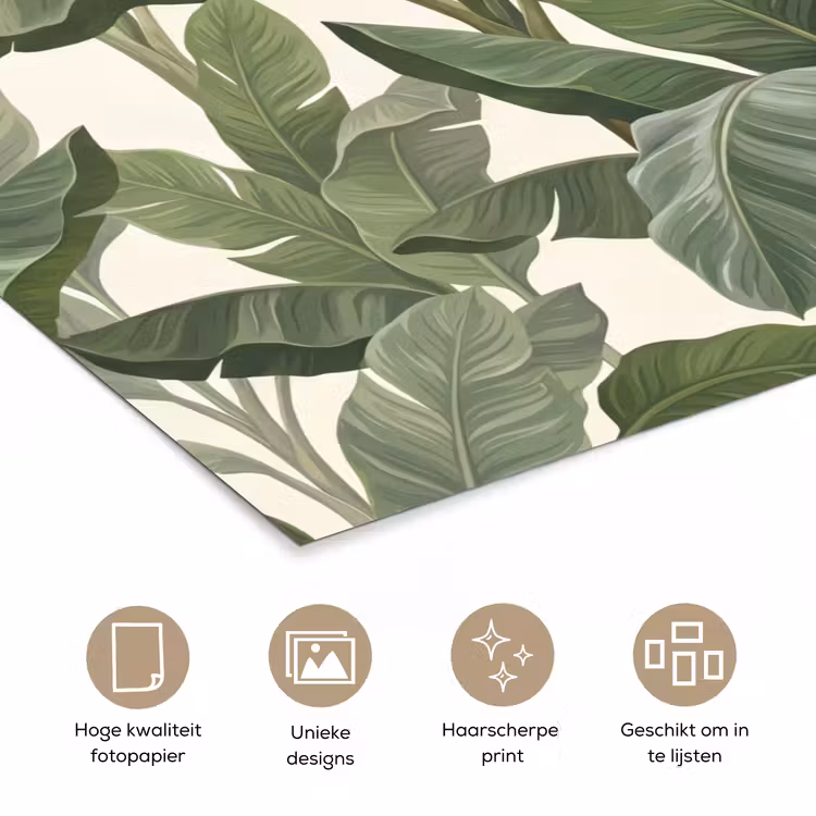 Planten - Bladeren - Tropisch - Groen poster papier klein -closeup_NL