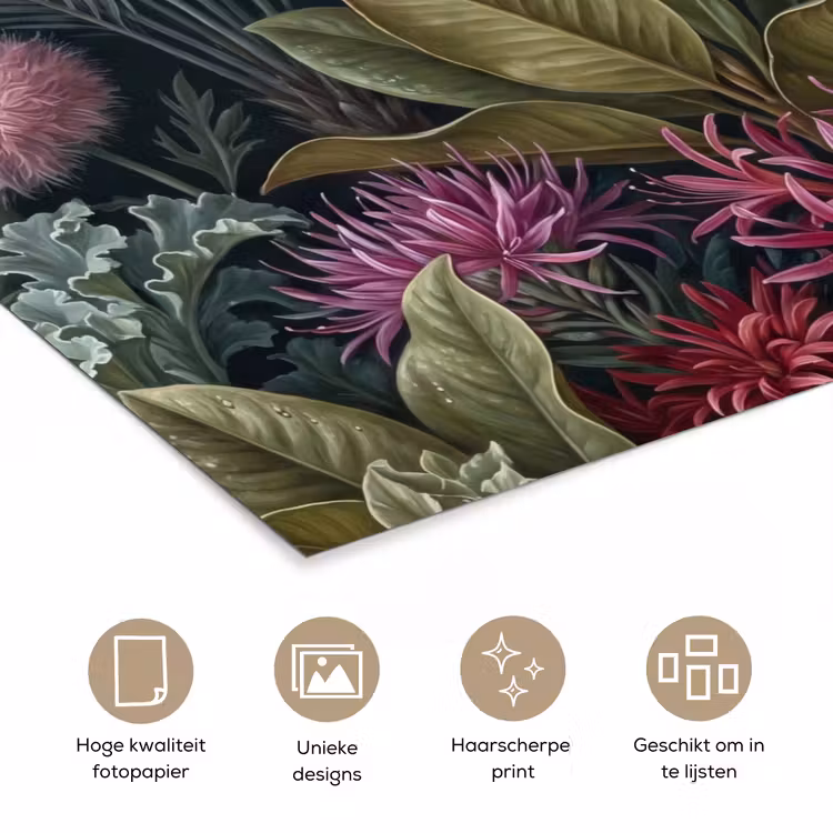 Planten - Tropisch - Botanisch - Donker - Groen poster papier klein -closeup_NL