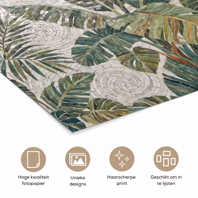 Planten - Tropisch - Mozaïek - Natuur - Groen poster papier klein -closeup_NL