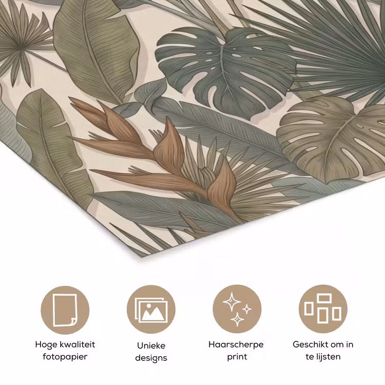 Planten - Tropisch - Natuur - Illustratie - Groen poster papier klein -closeup_NL