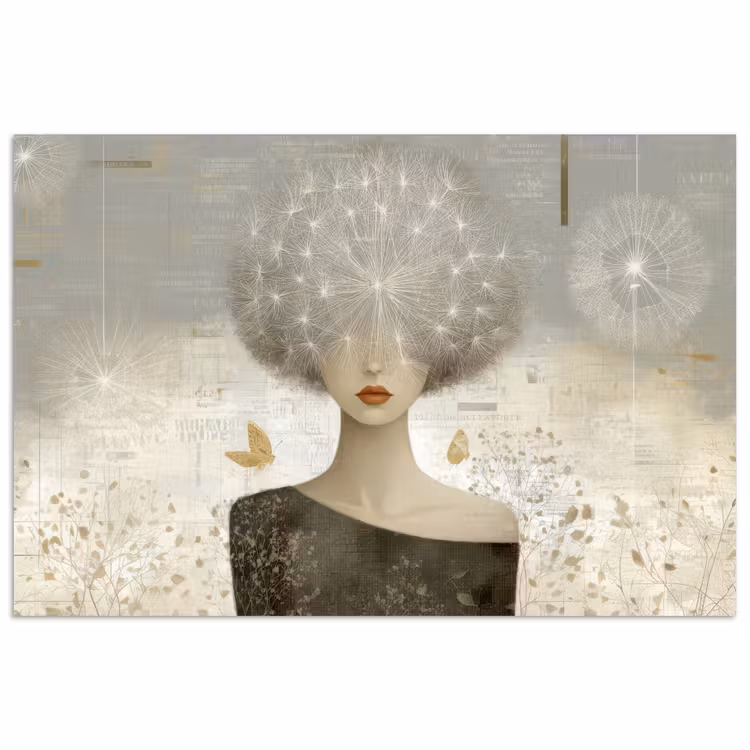 Pluis - Vrouw - Beige poster papier klein -3d
