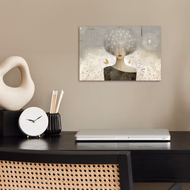 Pluis - Vrouw - Beige poster papier klein -sfeer1