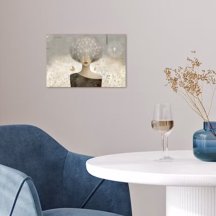 Pluis - Vrouw - Beige poster papier klein -sfeer3