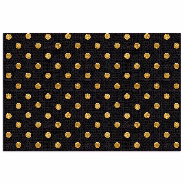 Polka Dot - Stippen - Goud - Zwart poster papier klein 62 -3d