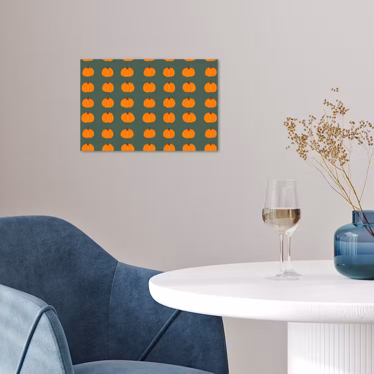 Pompoen - Patroon - Oranje poster papier klein 62 -sfeer3
