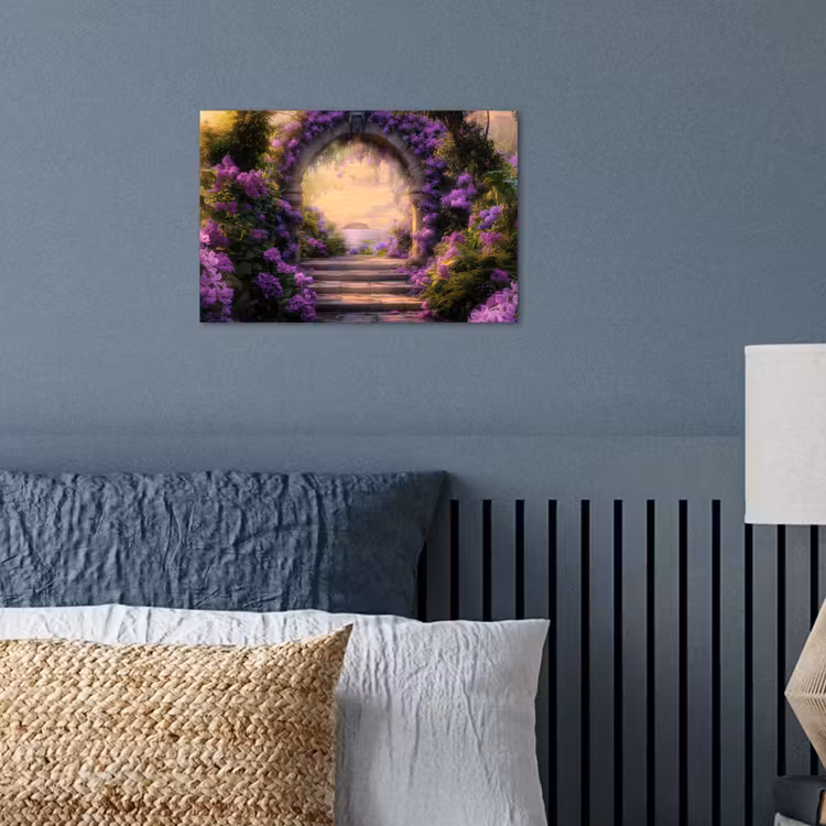Poort - Paars - Bloemen poster papier klein -sfeer2