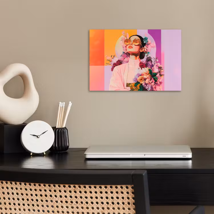 Portret - Vrouw - Abstract - Bloemen poster papier klein -sfeer1