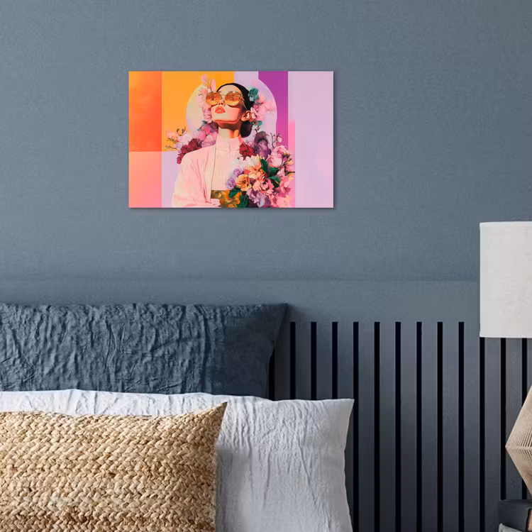 Portret - Vrouw - Abstract - Bloemen poster papier klein -sfeer2