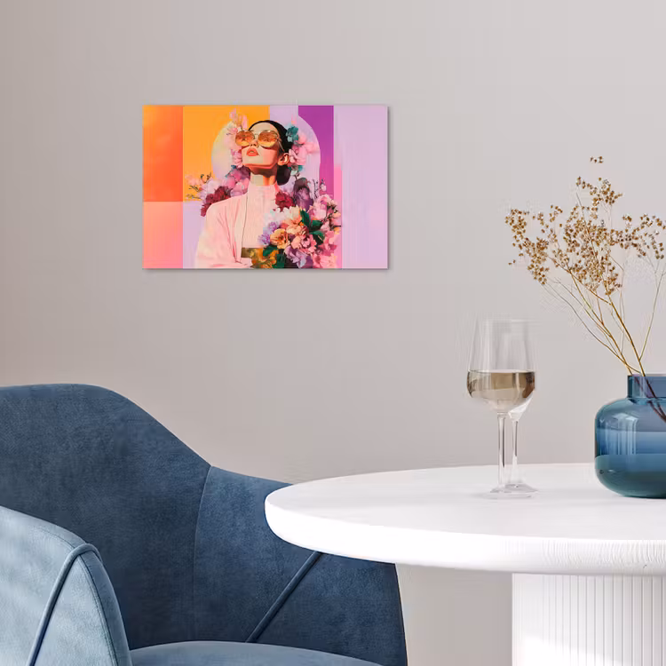 Portret - Vrouw - Abstract - Bloemen poster papier klein -sfeer3