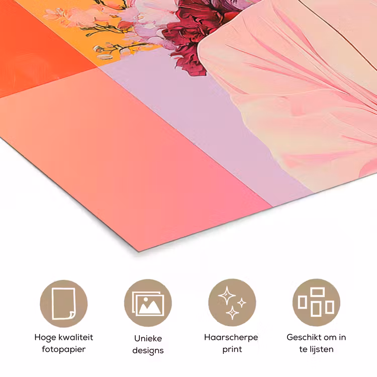 Portret - Vrouw - Abstract - Bloemen poster papier klein -closeup_NL