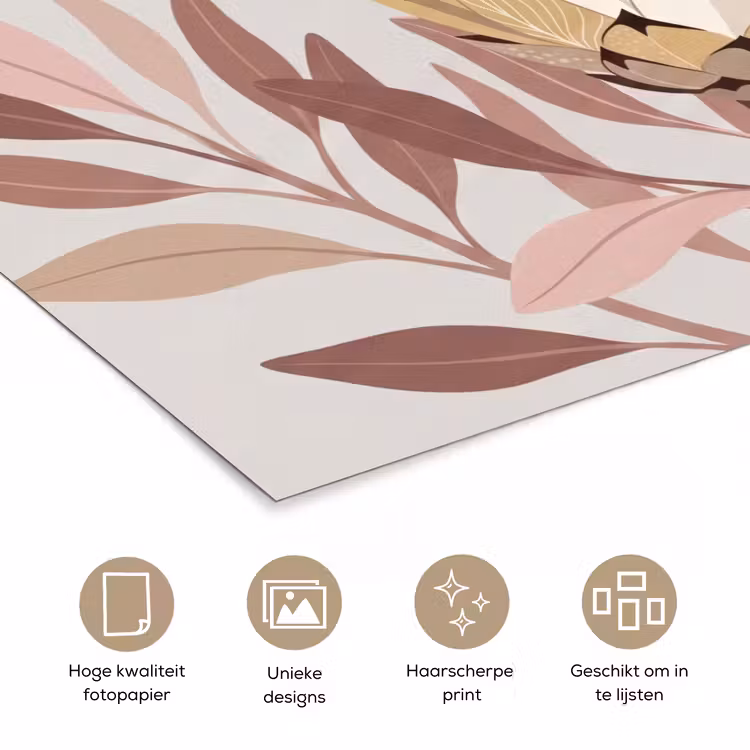 Protea - Bloem - Botanisch - Beige poster papier klein -closeup_NL