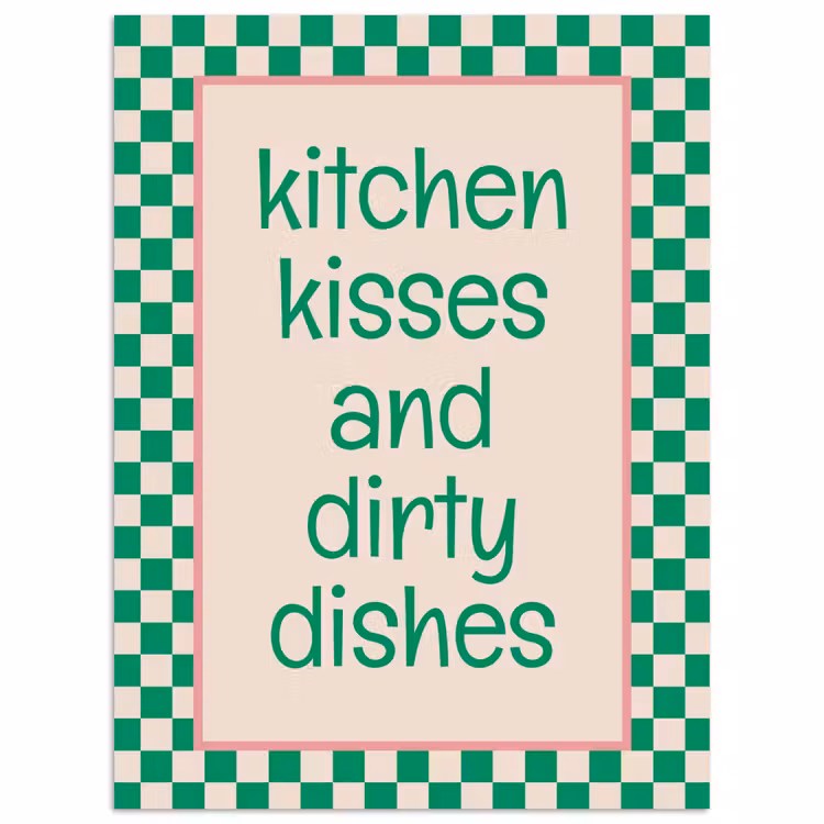 Quote - Groen - Geblokt - Keuken poster papier klein -3d