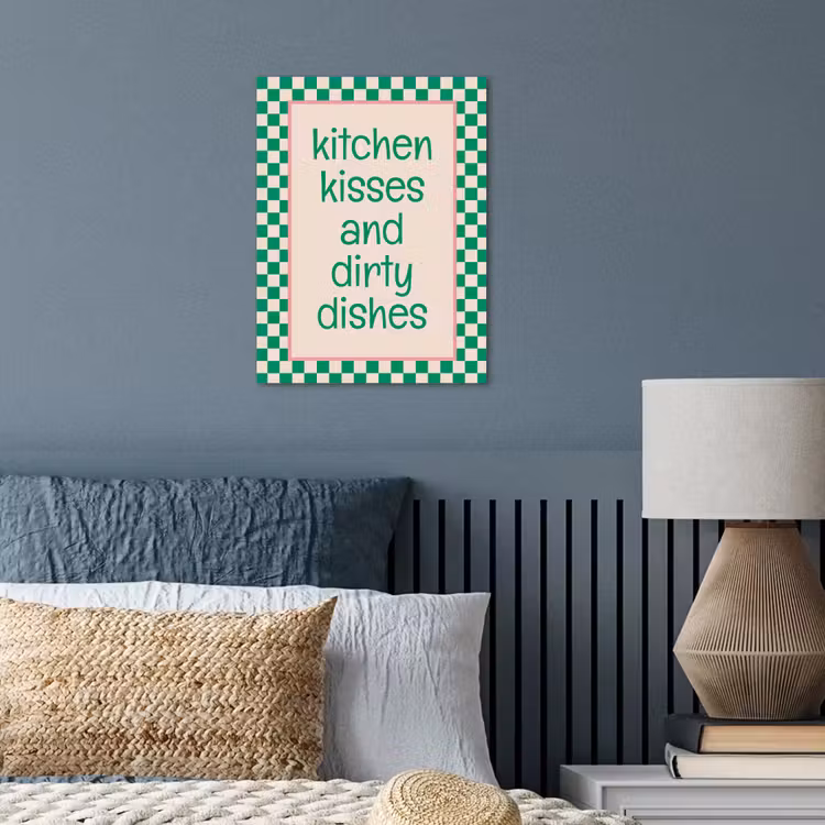 Quote - Groen - Geblokt - Keuken poster papier klein -sfeer2