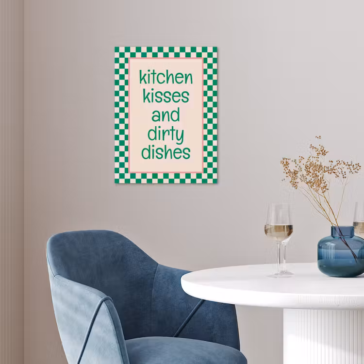 Quote - Groen - Geblokt - Keuken poster papier klein -sfeer3