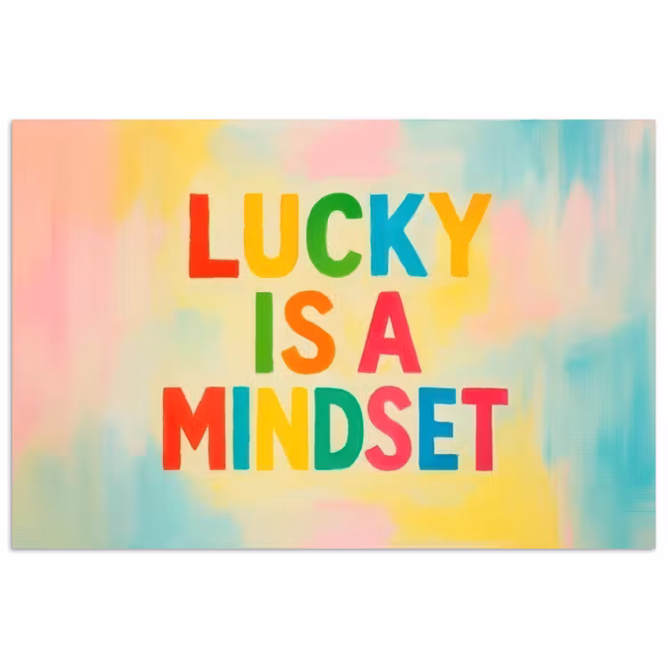 Quote - Lucky - Regenboogkleuren poster papier klein -3d