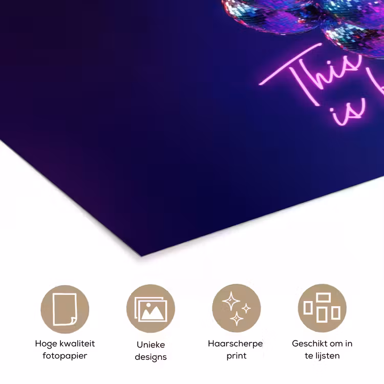 Quote - Neon - Disco - Druiven poster papier klein -closeup_NL