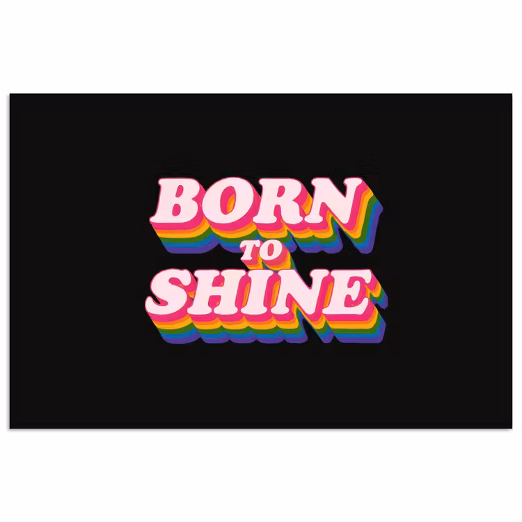 Quote - Regenboog - Roze - Zwart poster papier klein -3d