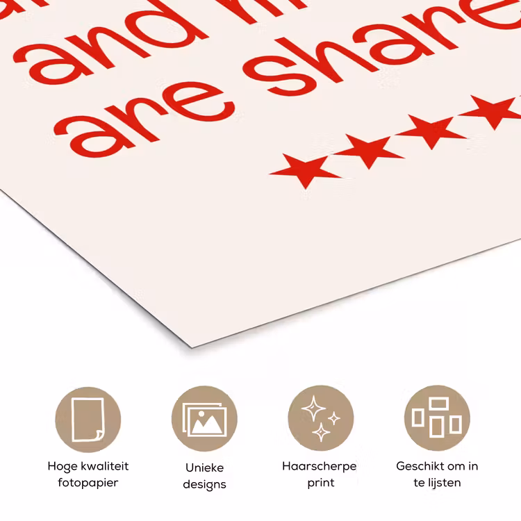 Quote - Sterren - Rood - Memories poster papier klein -closeup_NL