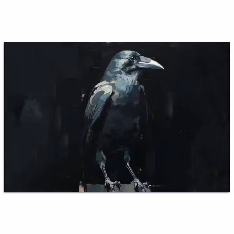 Raaf - Vogels - Zwart poster papier klein -3d