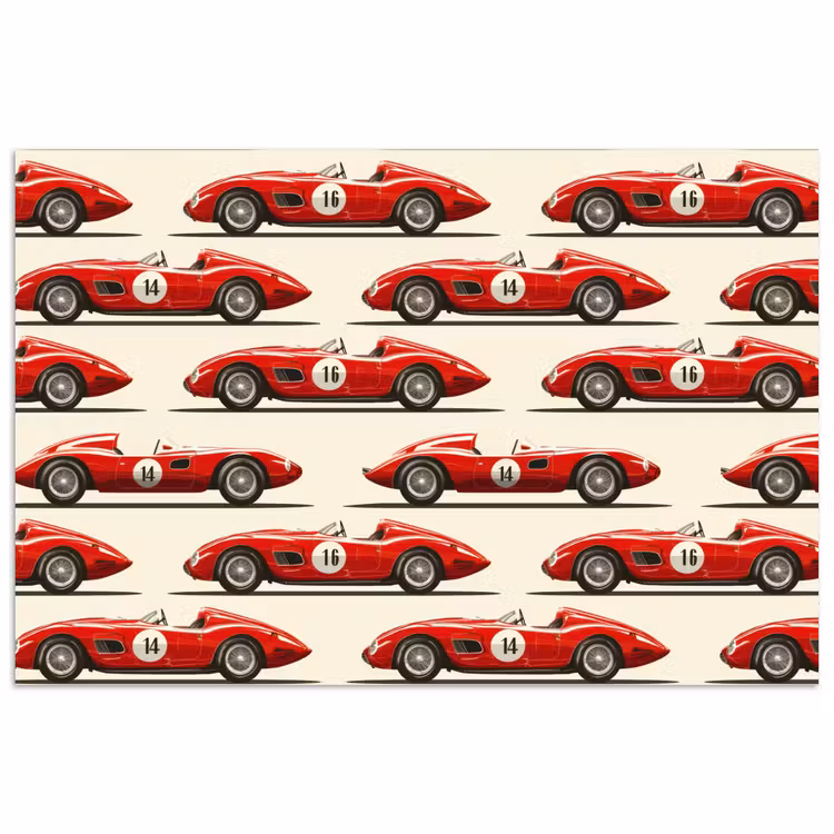 Raceauto - Retro - Rood poster papier klein 62 -3d