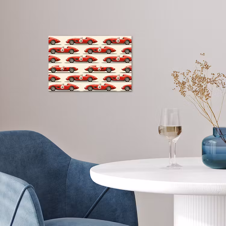 Raceauto - Retro - Rood poster papier klein 62 -sfeer3