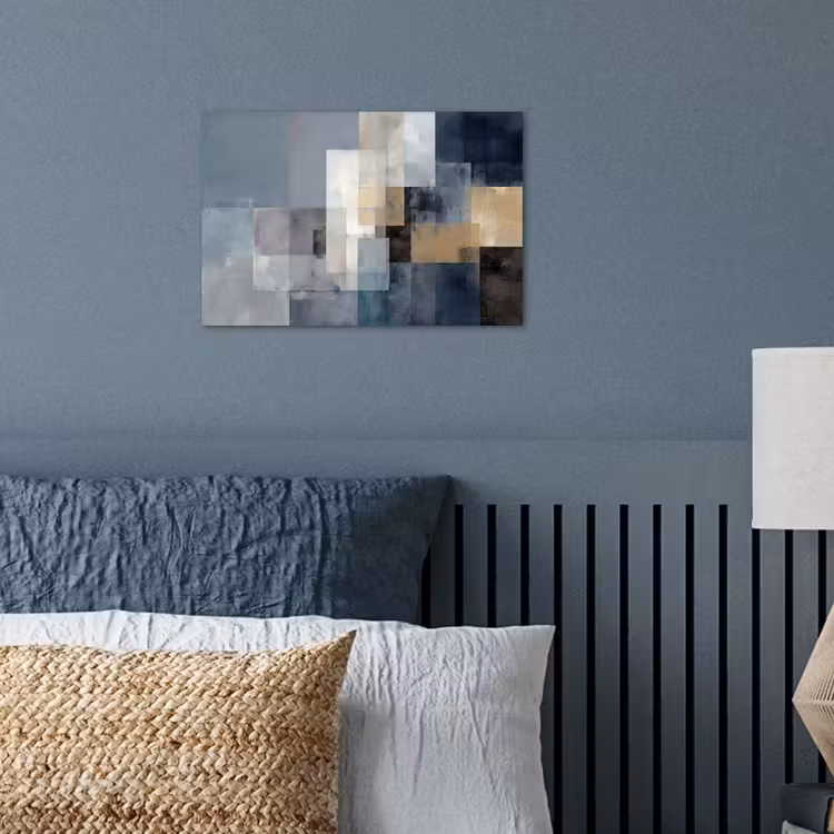 Rechthoeken - Abstract - Blauw poster papier klein -sfeer2