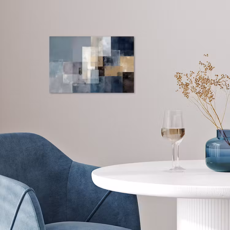 Rechthoeken - Abstract - Blauw poster papier klein -sfeer3