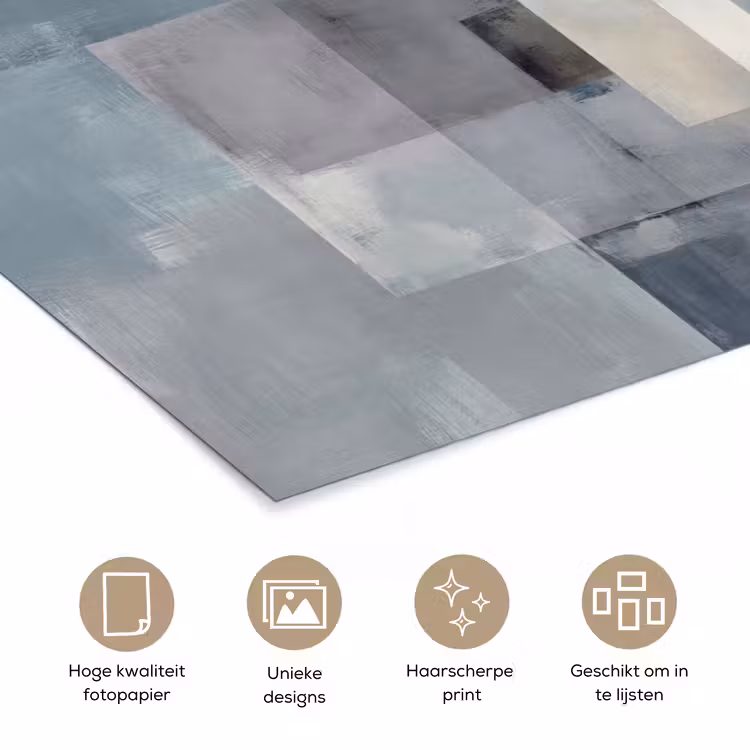 Rechthoeken - Abstract - Blauw poster papier klein -closeup_NL