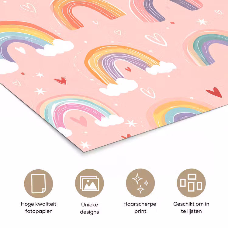 Regenboog - Patroon - Pastel - Handgetekend poster papier klein -closeup_NL