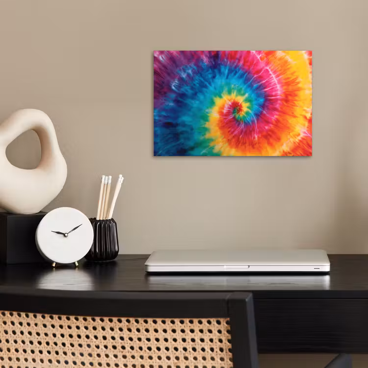 Regenboog - Tie dye - Kleurrijk - Blauw poster papier klein -sfeer1