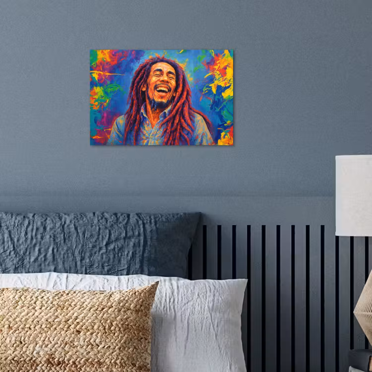 Regenboogkleuren - Man - schilderij poster papier klein -sfeer2