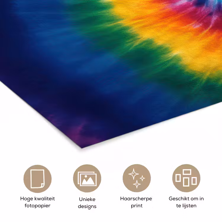Regenboogkleuren - Spiraal - Kleurrijk poster papier klein -closeup_NL