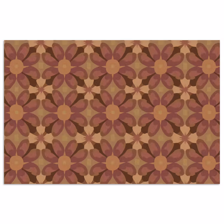 Retro - Bloemen - Bruin poster papier klein 62 -3d