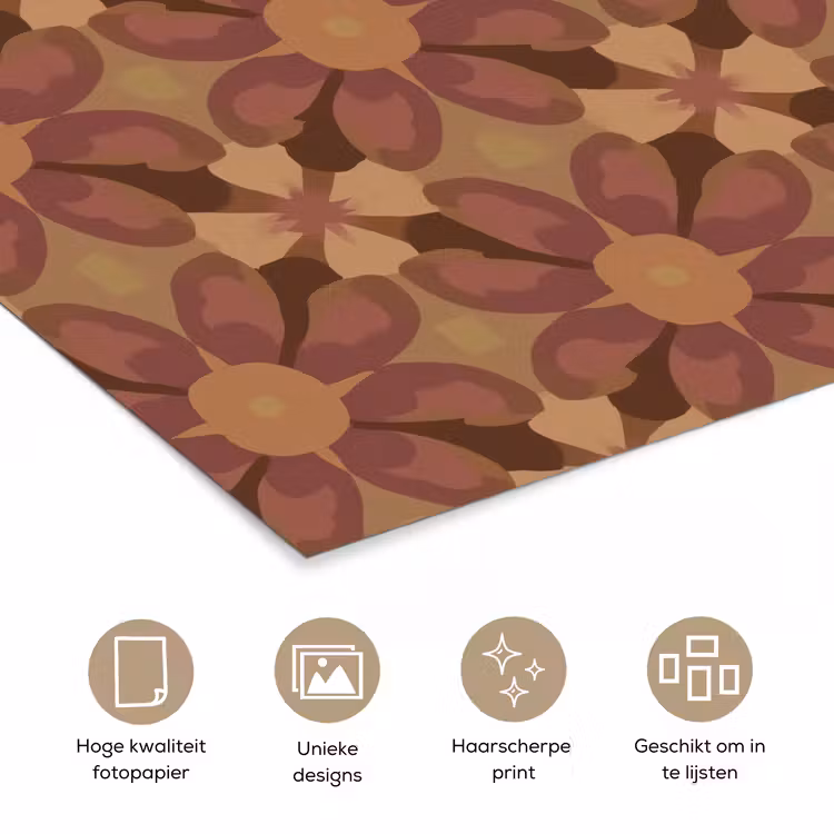 Retro - Bloemen - Bruin poster papier klein 62 -closeup_NL