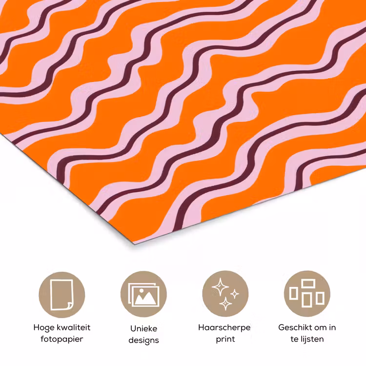 Retro - Golvend - Oranje poster papier klein 62 -closeup_NL